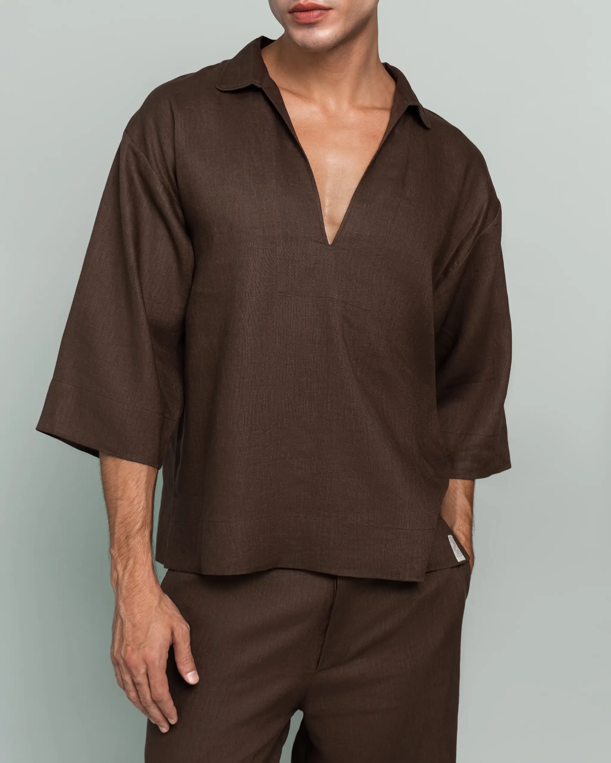 Side and back detail of 20Two Elemental's GHAF grain-top in brown